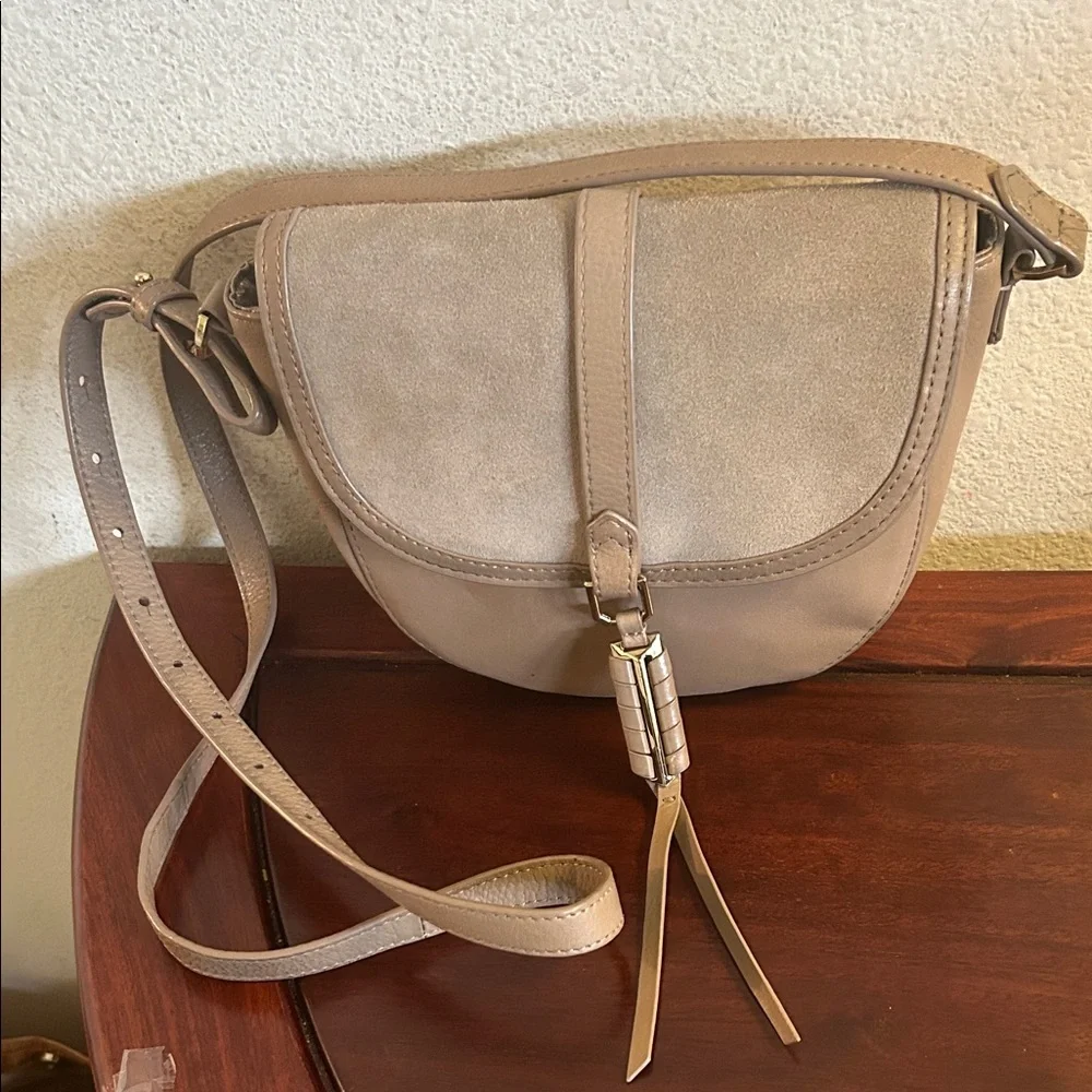 Covet Sloan Suede & Leather Crossbody Saddle Bag
